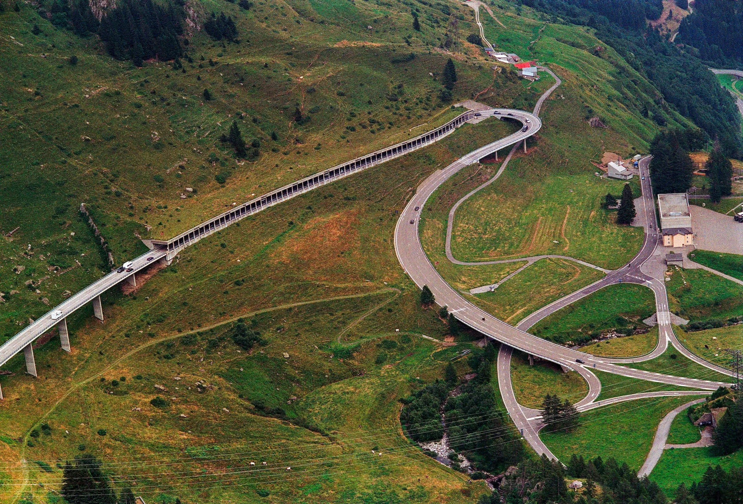 View of the Gotthard pass road